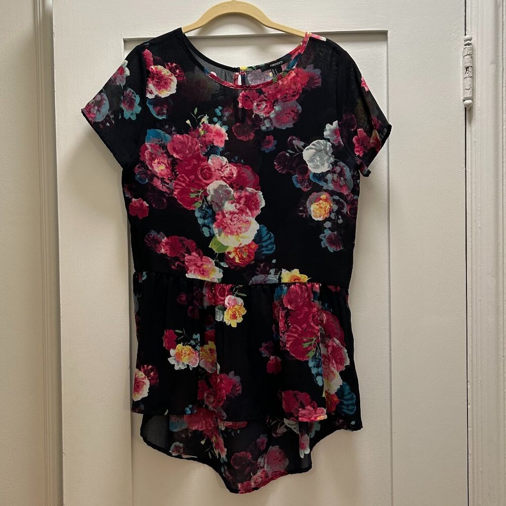Forever 21 - Sheer Floral Pattern Babydoll Tunic